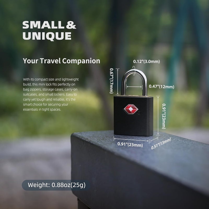 UP Security TSA Locks for Luggage with Keys, Travel Luggage Locks TSA Approved 4 Pack, Small Padlock with Key, Keyed Alike Mini Padlock for Suitcase, Backpack, Bag, Zipper, Case, Box, Small Locker - Image 4